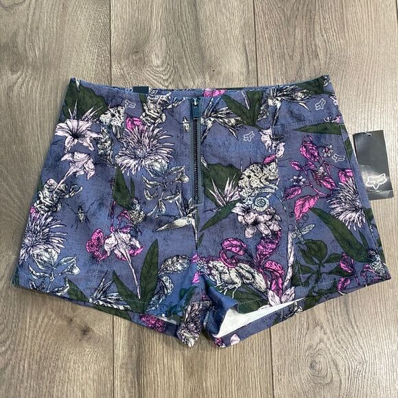FOX Racing Exotic High Waist Blue Foral Shorts Size 3‎ - Picture 3 of 16